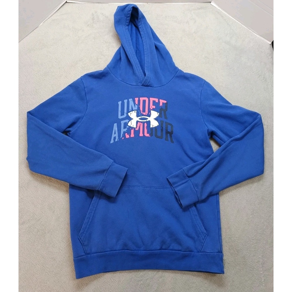 Under Armour UA Rival Fleece Hoodie Boys Layers Blue Youth XL Sweatshirt